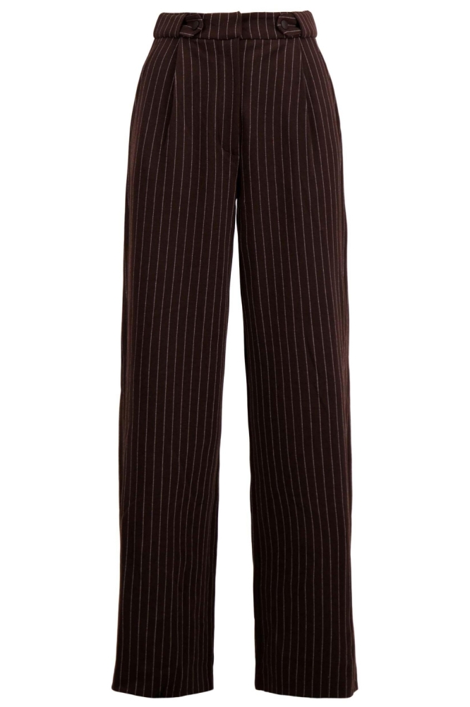 KRIJTSTREEP BROEK MET BANDPLOOI DETAIL 0303 088 CHOCOLADE BRUIN